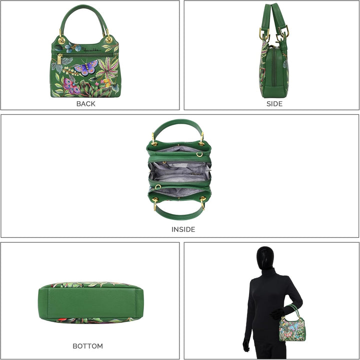 Anuschka Damen Satchel with Crossbody Strap-708 Tasche Einheitsgrösse Dancing Leaves, Einheitsgrösse