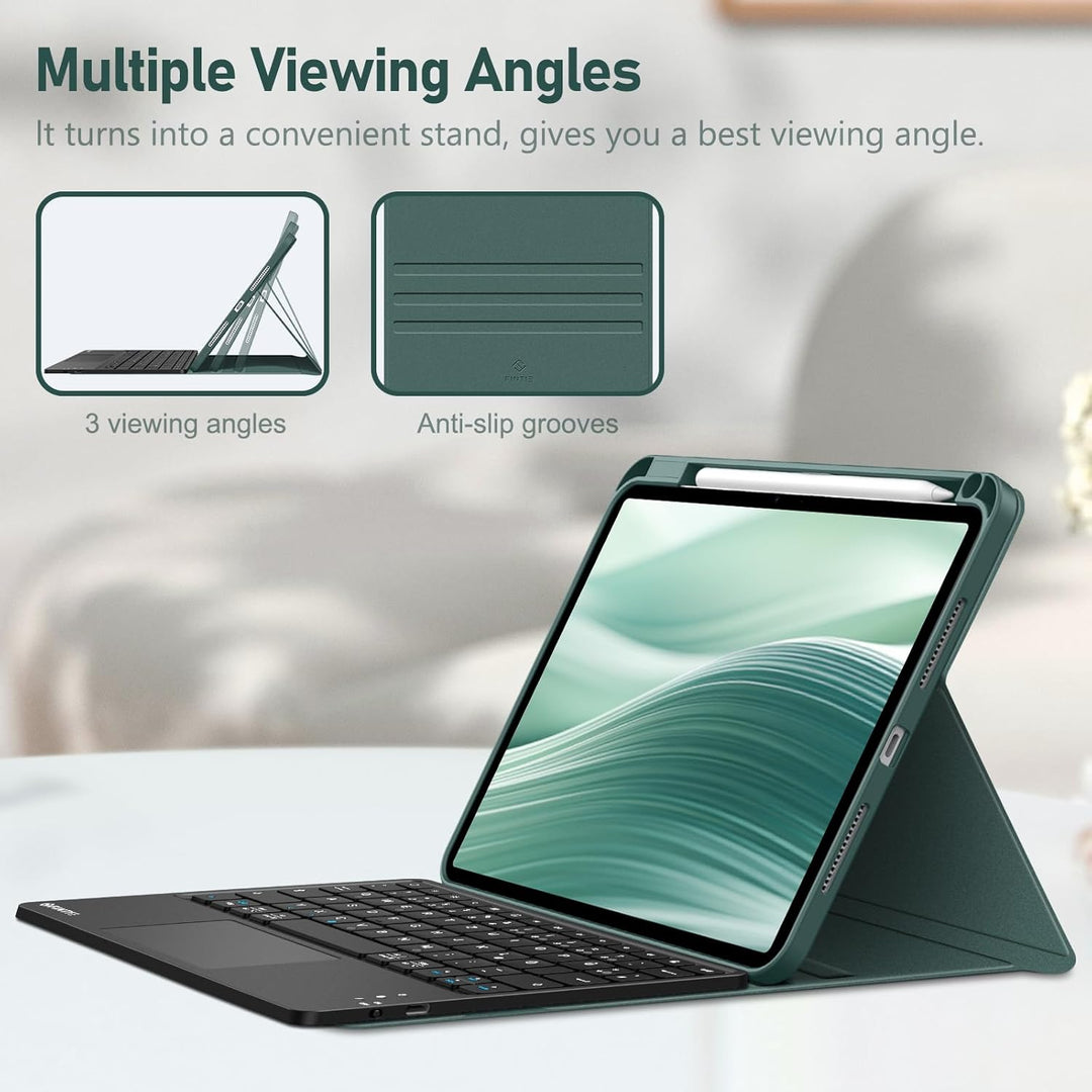 FINTIE Tastatur Hülle für iPad Pro 11 Zoll 2025/2024 (M5/M4), Soft TPU Rückseite Schutzhülle mit Sti