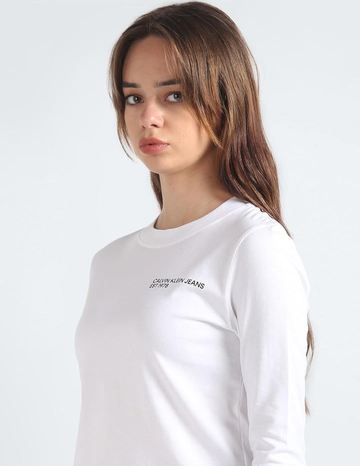 Calvin Klein Damen Langarm T-Shirts XS Weiss (Bright White), XS Wei&amp;