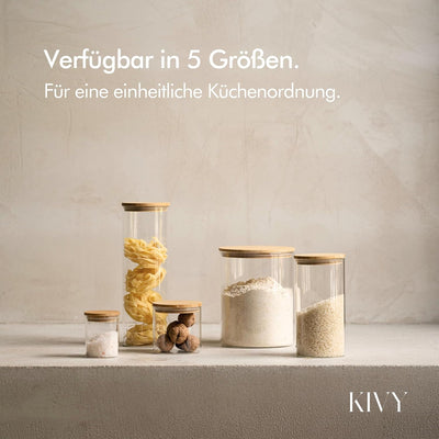 KIVY Gewürzgläser mit Holzdeckel - 12 x 150ml - Luftdichte und stapelbare Gewürzbehälter Glas - Gewü
