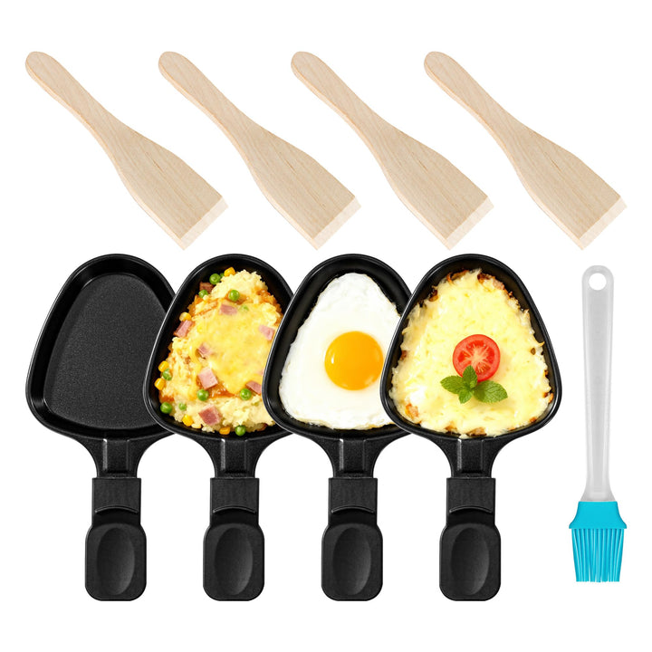 Kosmosta Pfännchen Mini 4 Stücke Antihaftbeschichtet Grill Pfännchen Dreieck Mini Raclette Grill mit