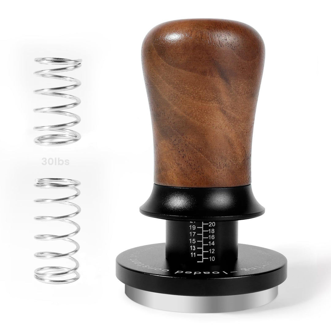 Tamper 54mm, 30lbs Druckregulierend Espresso Tamper, Hozl Kaffee Tamper für Sage, Walnuss Griff