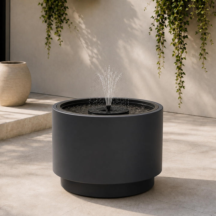 Solarbrunnen Set für draussen - Solar Springbrunnen mit Akku Ø 47x30 cm Schale anthrazit Anthrazit Ø