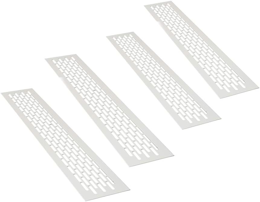 sossai® Aluminium Lüftungsgitter - Alucratis (4 Stück) | Rechteckig - Masse: 48 x 8 cm | Farbe: Weis