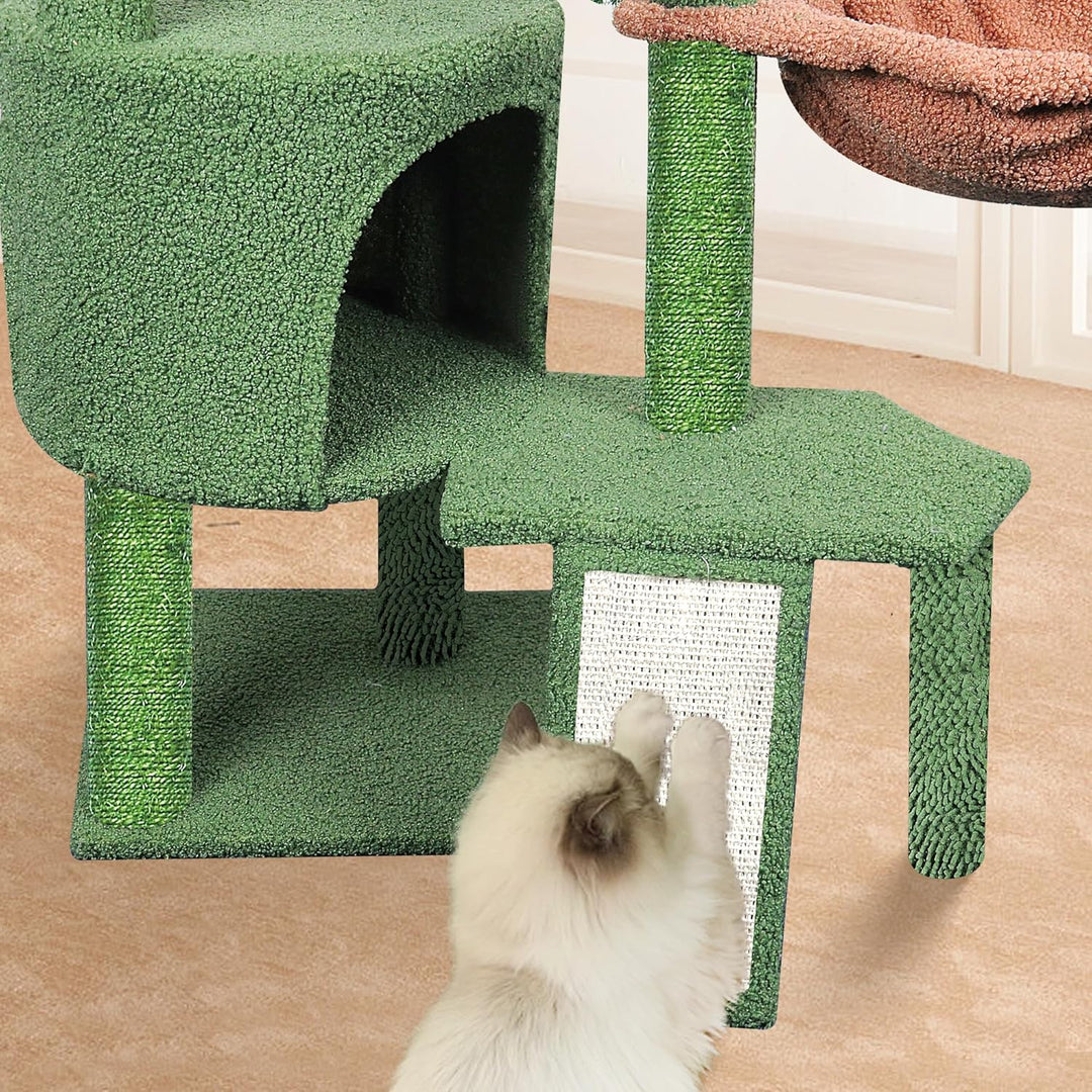 TWDEPART Kratzbaum für Katzen mit Aktivitätscenter, 95cm Kletterbaum Katzenspielzeug mit Spielzeugku