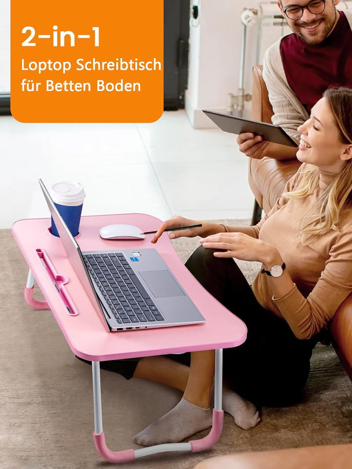 Laptoptisch Betttablett Tablet-Ständer & Becherhalter – Laptop Tisch für Bett, Sofa & Boden (60 x 40