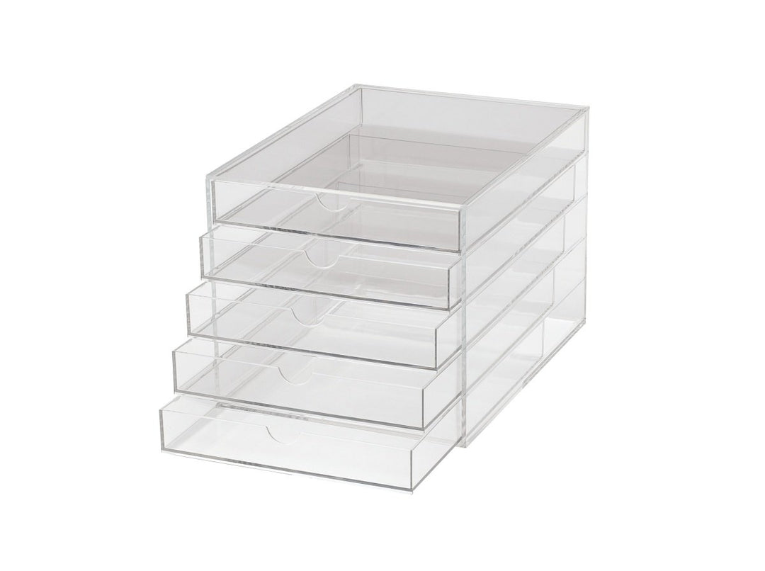 MAUL Schubladenbox A4 aus Acryl | Schreibtisch Organizer mit 5 Fächern zur Aufbewahrung von Papier,