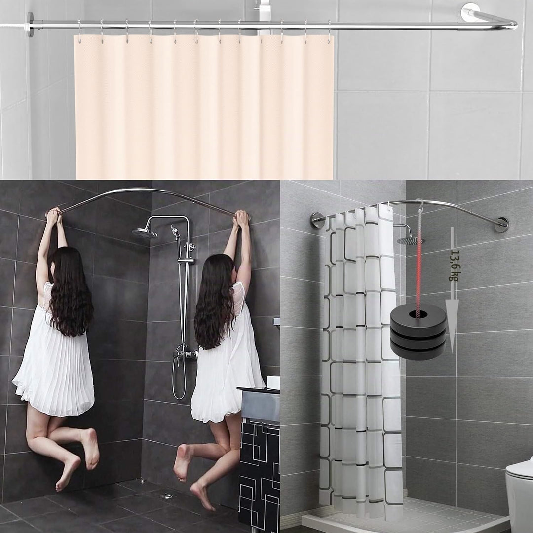 Sikaiqi Dehnbare 304 Edelstahl L-Form Badezimmer Badewanne Ecke Duschvorhangstange (70-100 cm x 70-1