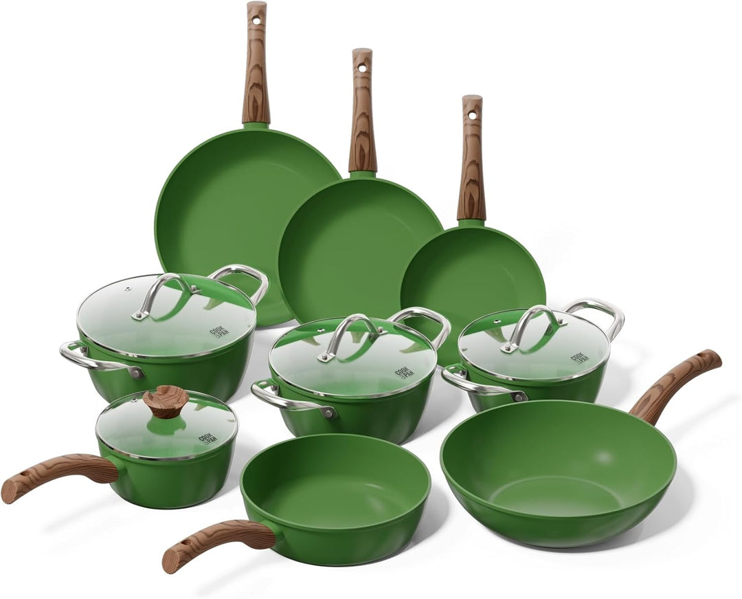 Cook&Pan Pfannenset und Topfset Induktion - Kochset mit [Greenshield] Antihaftbeschichtung PFAS & Te