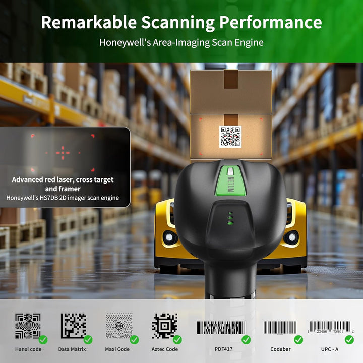 NETUM kabelloser QR-Code-Scanner Barcode-Scanner Bluetooth 2D 1D-Barcode-Lesegerät, 2600 mAh, Fallsc