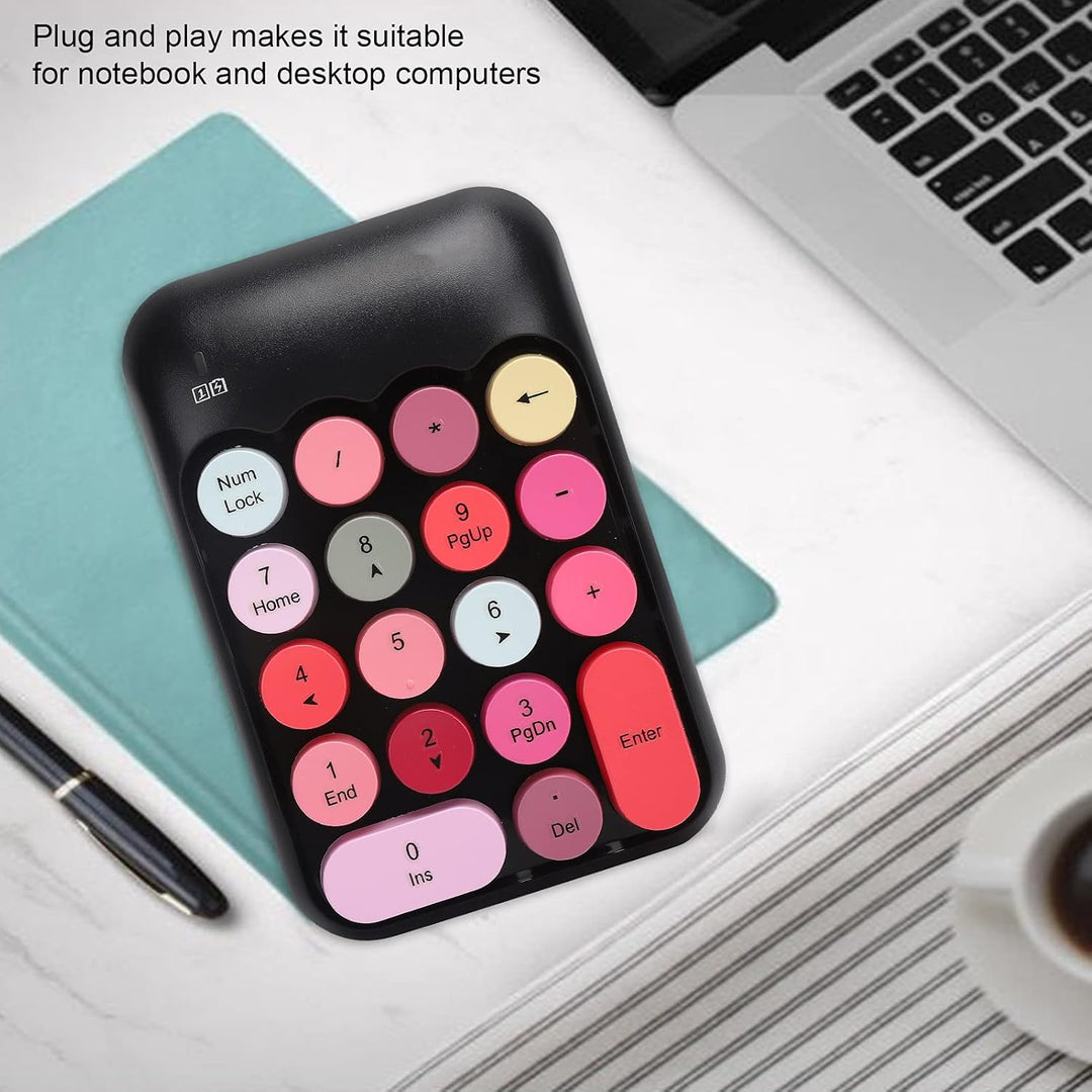 ciciglow Drahtlose Ziffernblöcke, Ziffernblock Ziffernblock 18 Tasten mit Vintage Round Keycap Tragb