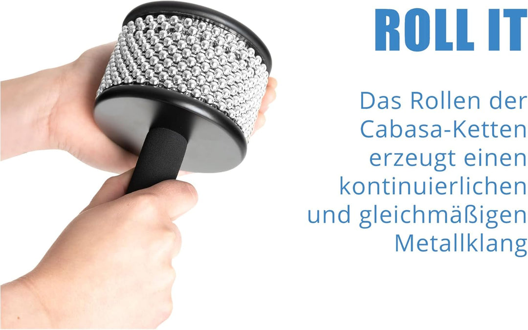 XDrum CB1-BK Cabasa Medium - Klassisches Rhythmusinstrument aus Holz - 10 Ketten à 34 Perlen - Mittl