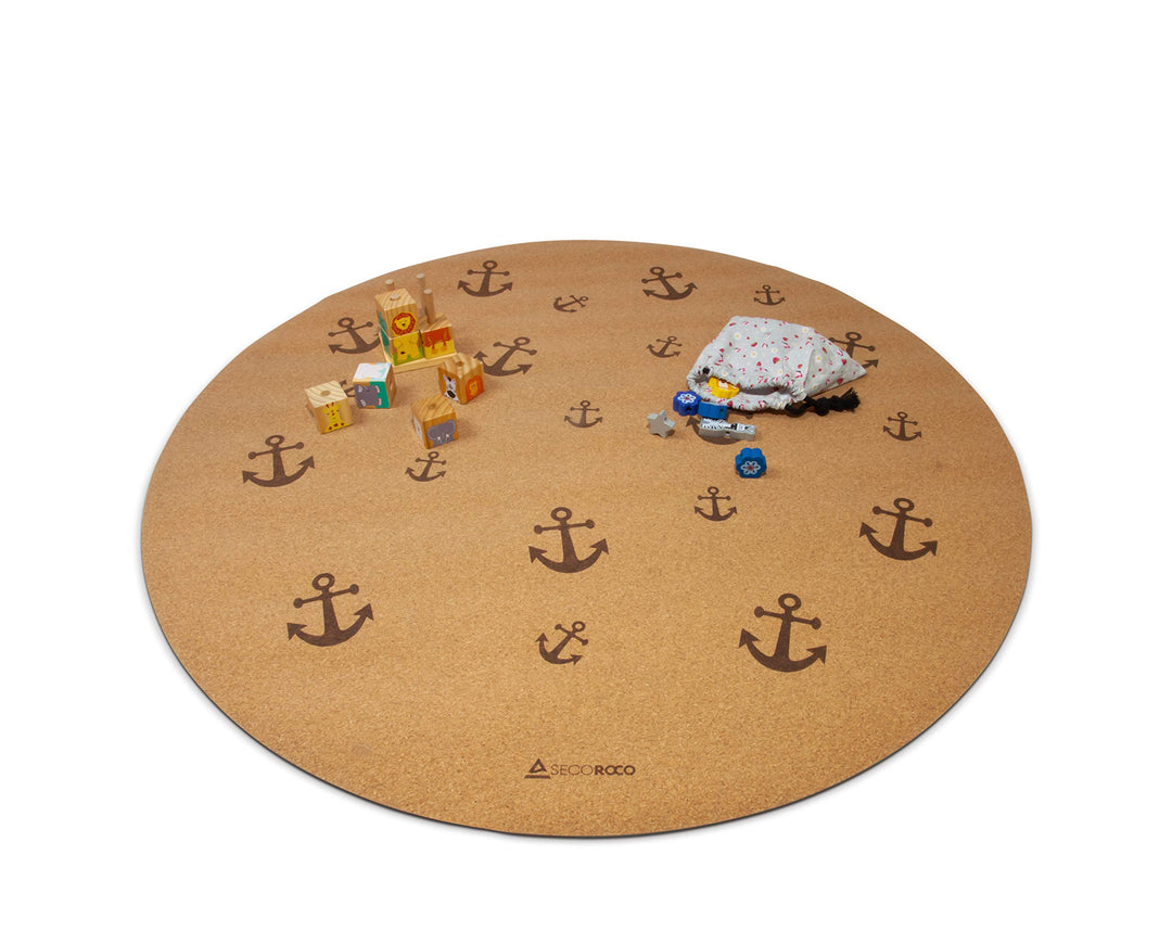 Spielmatte aus Kork. Schadstofffreie Krabbelmatte für Babys und Kinder. Anker rund, Anker Rund