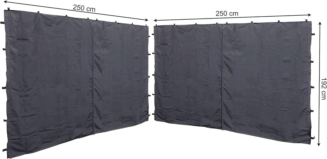 QUICK STAR 2 Seitenteile mit RV 250x192cm für Pavillon Nizza 3x3m Seitenwand Grau RAL 7012