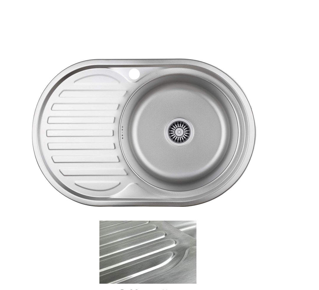 VBChome Einbauspüle 77x50 Satinstruktur ab 45er Unterschrank Edelstahl Küchenspüle Spüle Ablagefläch