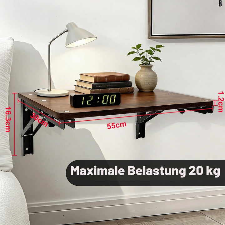 Wandklapptisch Klapptisch Wandmontage,55 * 30cm Holz Wandtisch Klappbar,Geeignet für Wohnzimmer, Sch