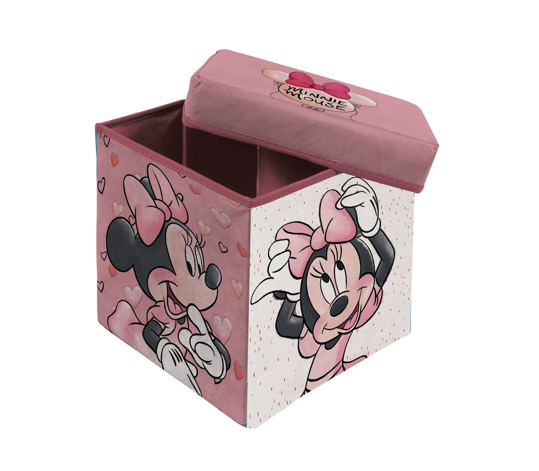 Superdiver - Aufbewahrungsbox und Hocker Minnie Maus - Offizielle Lizenz Disney - 30x30x30 cm - Falt