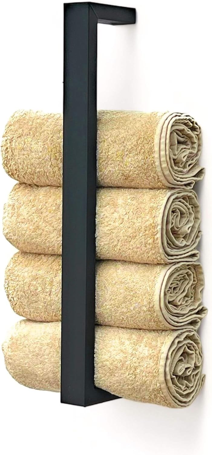 DanDiBo Handtuchhalter Metall Schwarz Wand Handtuchhaken 96499 Schmal Handtuchleiste Hakenleiste Mod