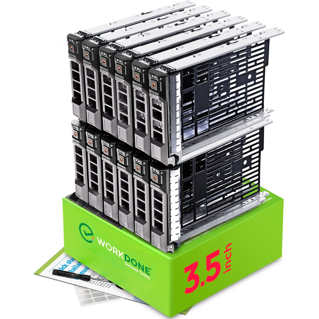 WORKDONE 12er-Pack - 3,5" Festplatten-Caddy - Kompatibel für Dell PowerEdge Server 11.-13. Gen. - mi