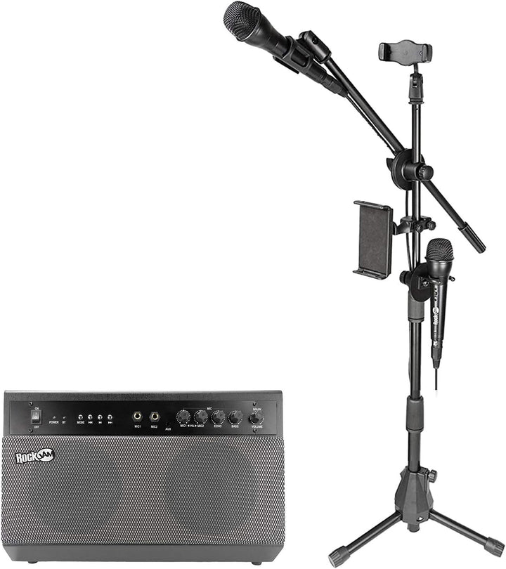 RockJam Premium Performer 100-Watt-Bluetooth-Karaoke-Maschine & PA-System mit zwei Karaoke-Mikrofone