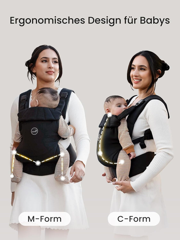 Grownsy Babytrage, Ein-Klick-Schnalle für Einfaches Anlegen, Bequemer Träger von Neugeborenem bis Kl