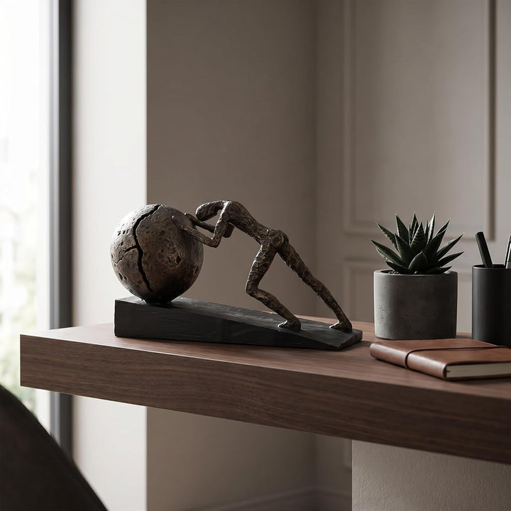 Casablanca - Skulptur Heavy Ball - Poly - Bronzefinish - Schwarzer Base - Höhe 21,5 cm - Länge 37 cm