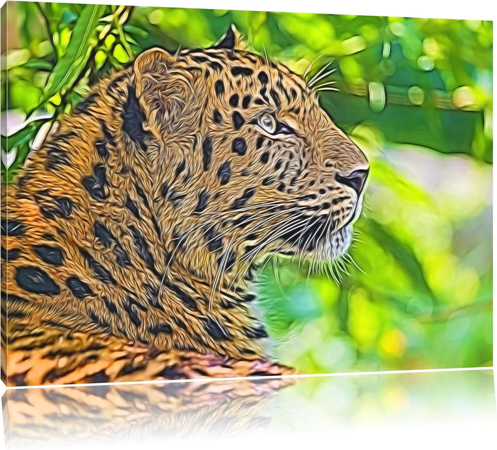 prächtiger Leopard im Schatten Deluxe Format: 100x70 cm auf Leinwand, XXL riesige Bilder fertig gera