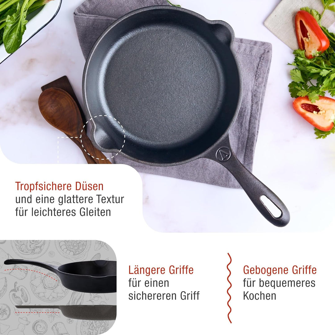 VICTORIA Bratpfanne Emaillierte Gusseisenpfanne Induction 16,5cm Bratpfanne Geeignet für Feuer, Gril