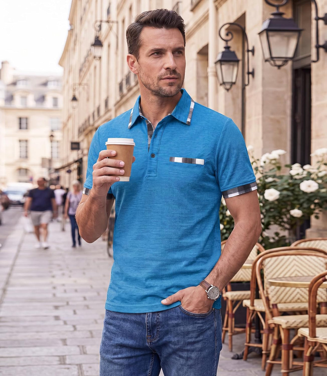 GLESTORE Herren Poloshirt Kurzarm Golf Polohemd mit Knopfleiste Atmungsaktives Freizeit Tshirt für S