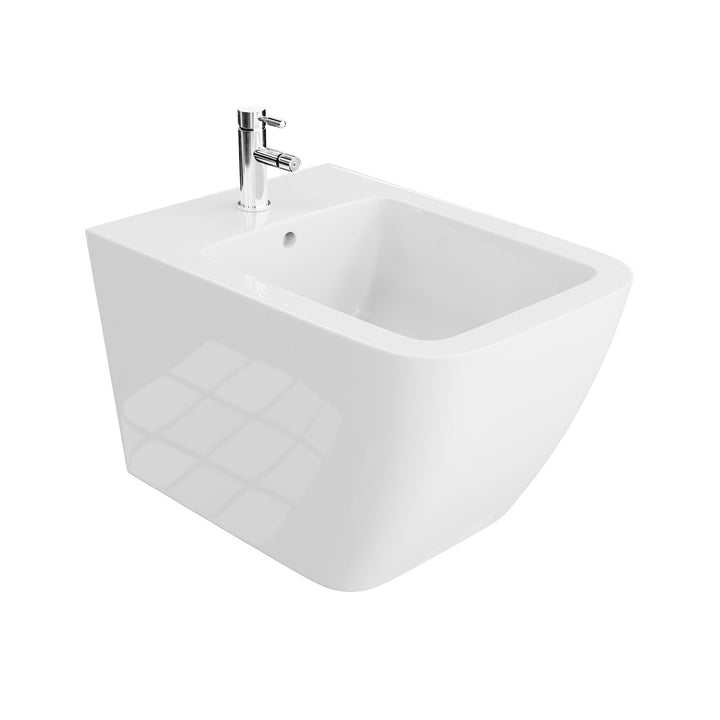 LAVITA Universal Wand Bidet, WC mit Hahnloch und Überlaufschutz aus Keramik 35,5 x 51 x 32,5 cm Sitz