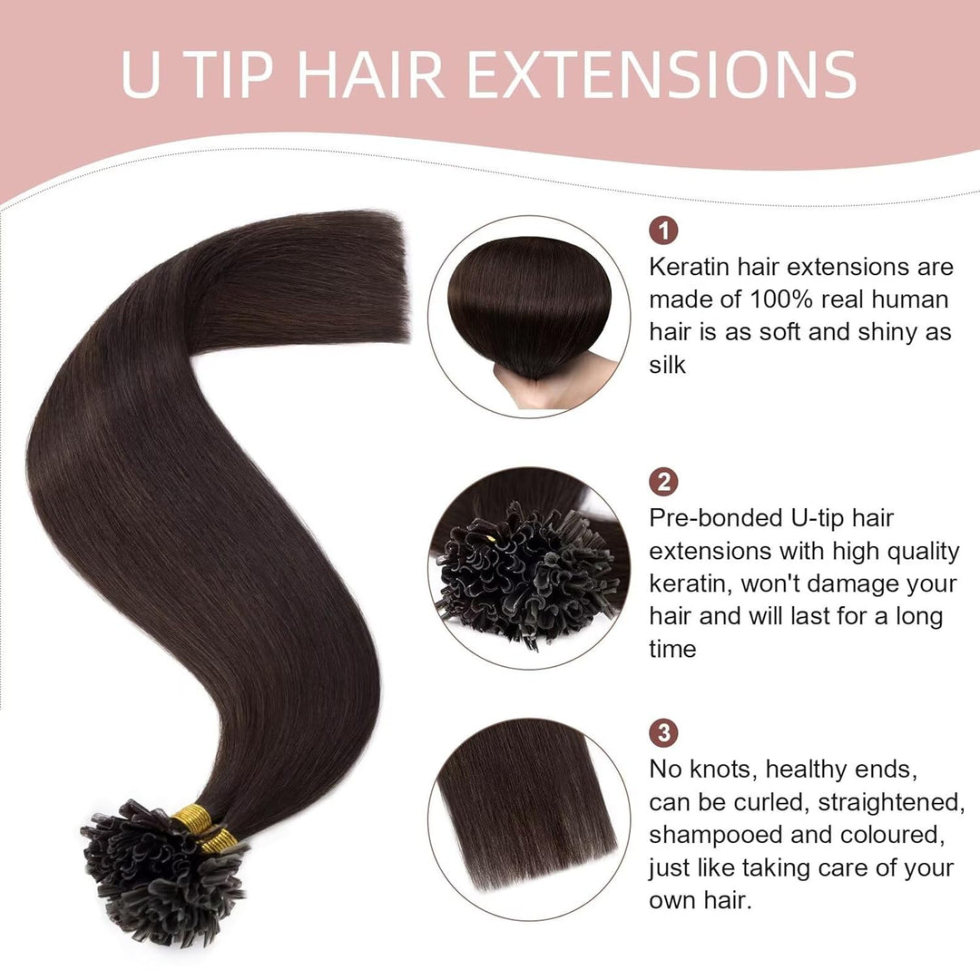Silk-co Bonding Extensions Echthaar Haarteile Echthaar Keratin U-Tip Natürlich Weich Haarverlängerun