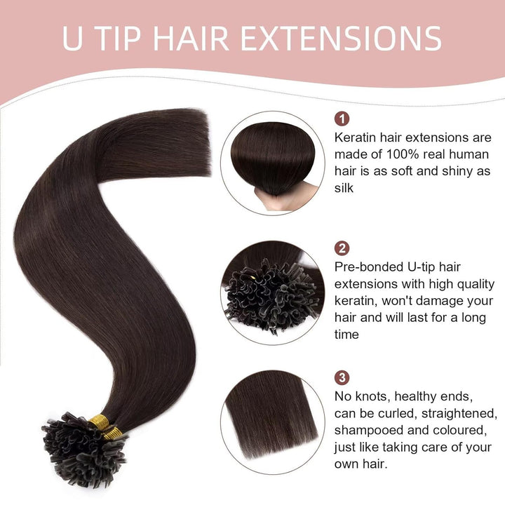Silk-co Bonding Extensions Echthaar Haarteile Echthaar Keratin U-Tip Natürlich Weich Haarverlängerun
