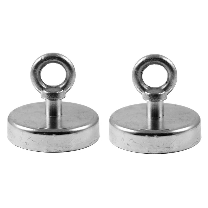 Magnetastico® | 2 Stück Neodym N35 Ösenmagnete 75 mm Ø | Haftkraft 164.0 Kilogramm | 2 Stück Ultra S
