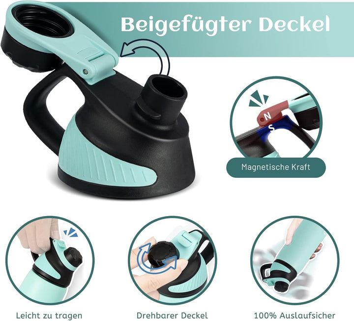 Fjbottle Edelstahl Trinkflasche Sport mit Magnetischem Deckel 1L, 800ml, 600ml, 400ml BPA-Frei Ausla