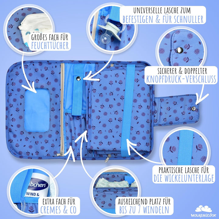 Windeltasche Blau, Blau
