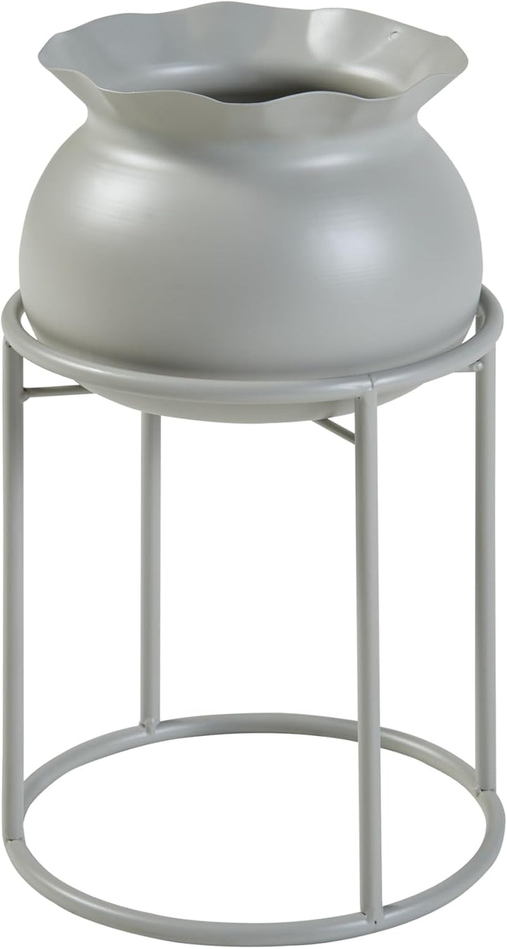 [en.casa] Blumenständer Assen Pflanzenständer mit Blumentopf Metall Hellgrau Pflanzenregal 31,5 x 19