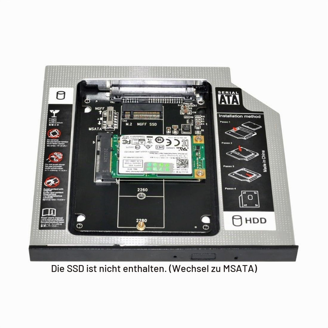chenyang Universelles 9,5mm M.2 NGFF/mSATA SSD zu SATA Zweit SSD HDD Festplatten Caddy Upgrade Erwei