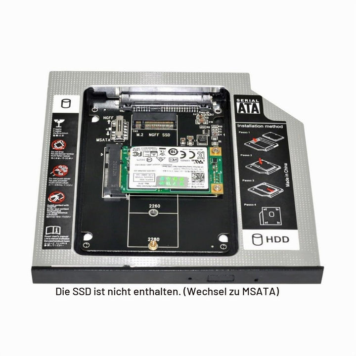 chenyang Universelles 9,5mm M.2 NGFF/mSATA SSD zu SATA Zweit SSD HDD Festplatten Caddy Upgrade Erwei