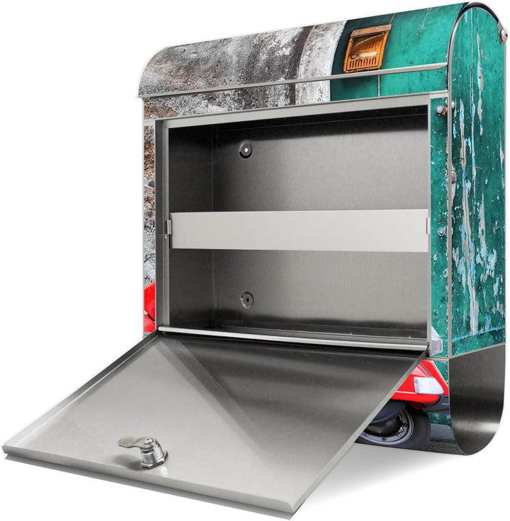 banjado Briefkasten Edelstahl personalisiert 38x43x12cm & 2 Schlüssel - rostfreier Edelstahl Briefka