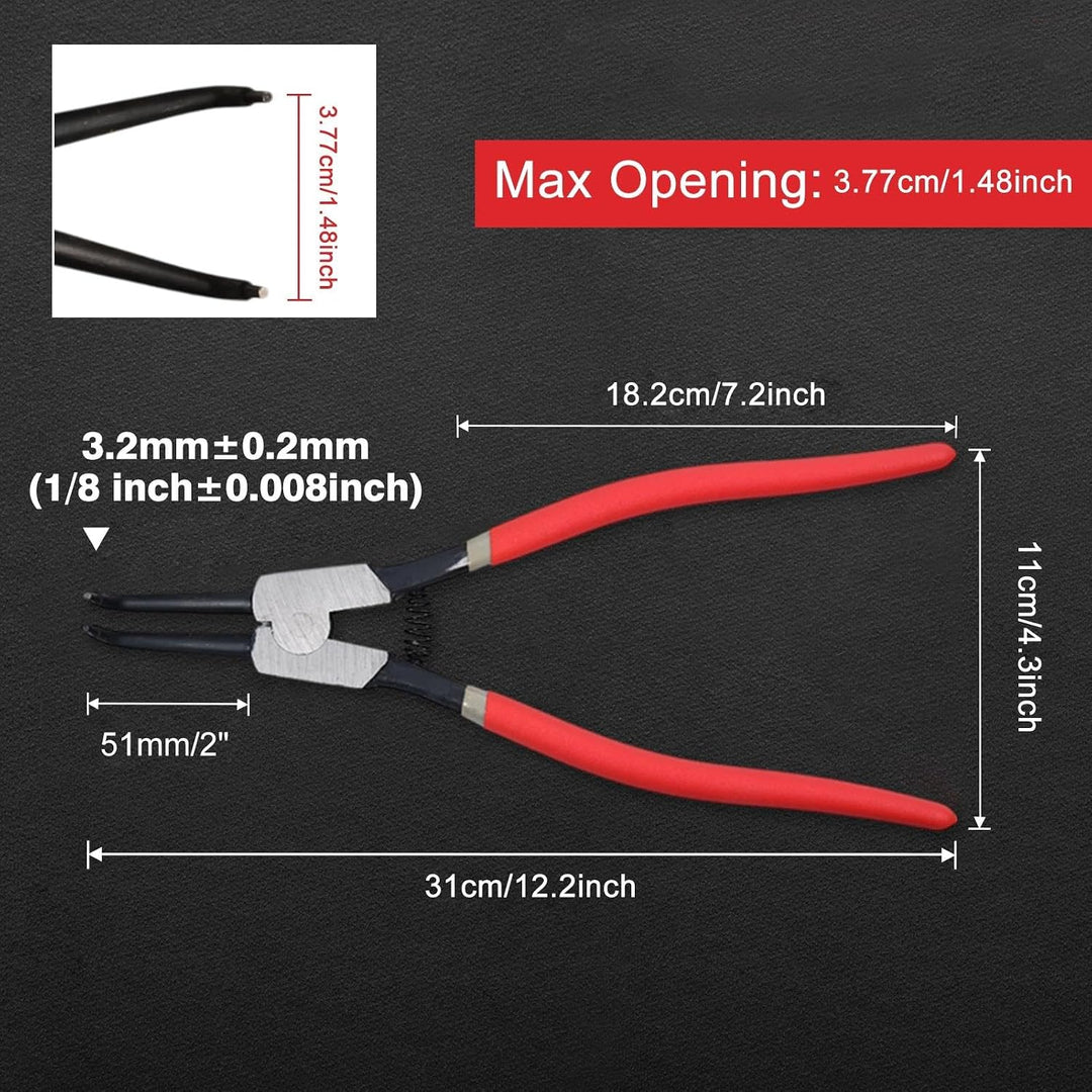 Sprengringzange, 33 cm, strapazierfähig, externe Sicherungsringzange, gebogene Backenspitze, Durchme