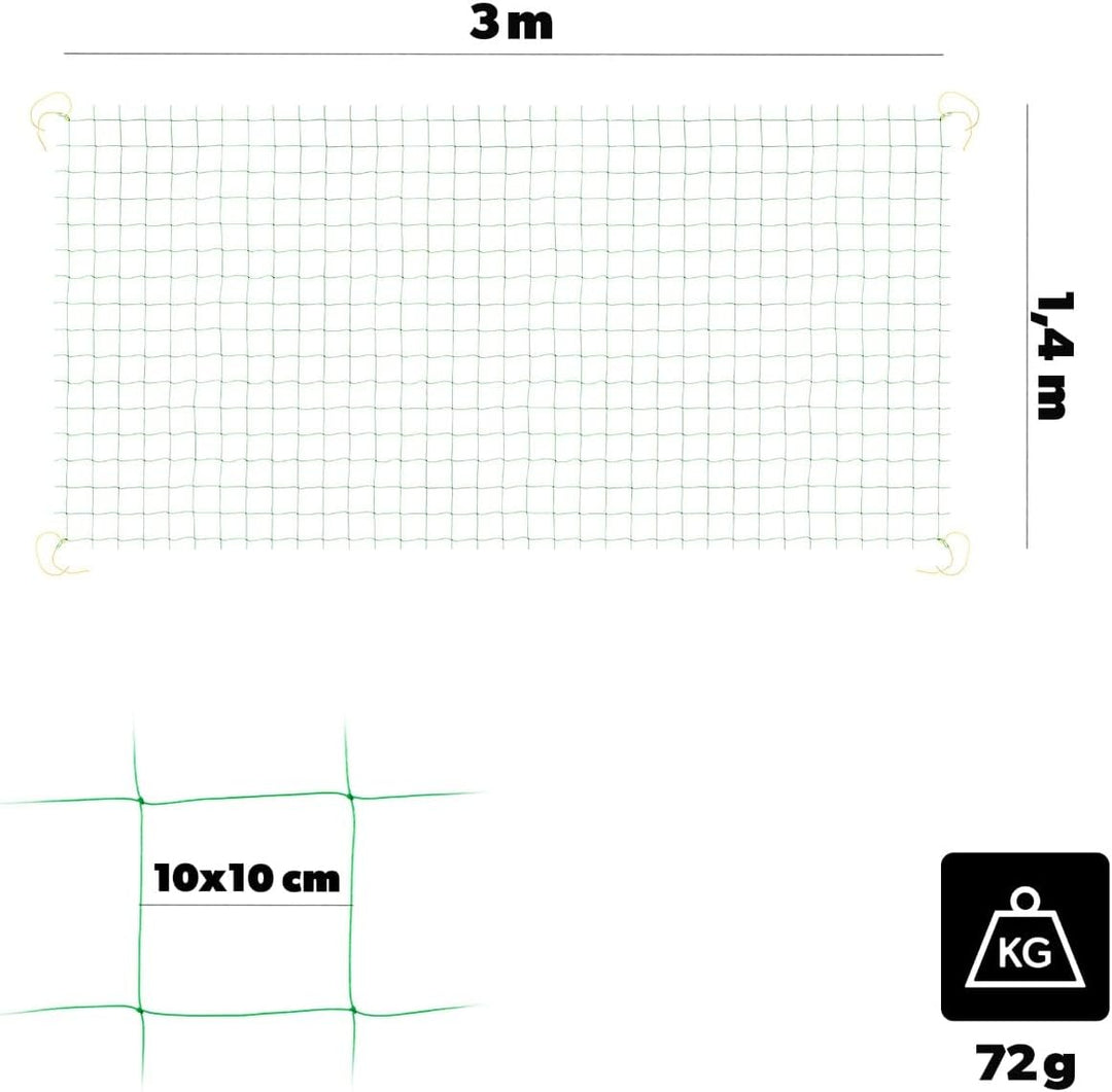 KADAX Gurken Rankhilfe Set – 9 x Pflanzstab 150 cm, Ranknetz 3 x 1,4 m, 4 x Pflanzstab-Verbinder, 30