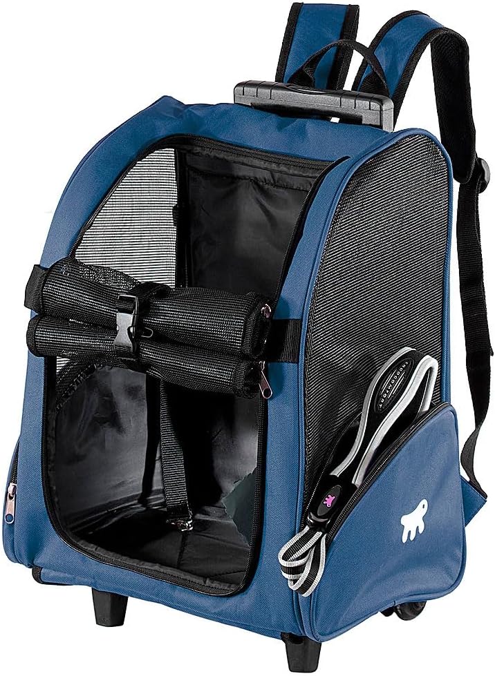 Transportbox für Kleine Hunde und Katzen Trolley mit Rollen, Rucksack für Kleine Hunde Katzen, Teles