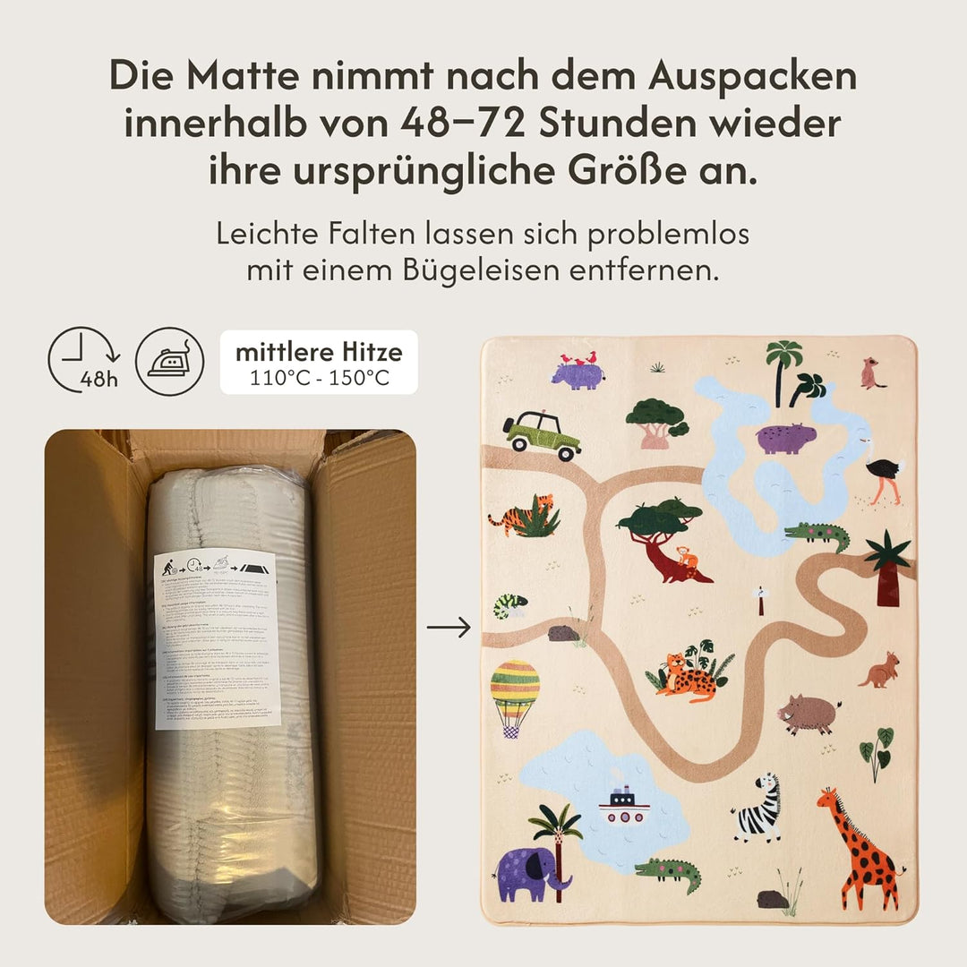Wolkenweiche Matte Baby 160x120x1,5cm – Kinderzimmer Teppich mit hochwertigem Memory-Schaum – Krabbe