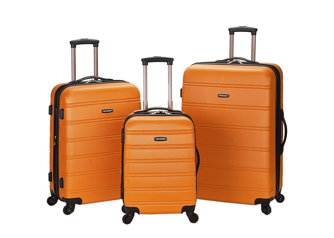 Rockland Melbourne Hardside Erweiterbares Spinner-Rad Gepäck, Orange/Abendrot im Zickzackmuster (Sun