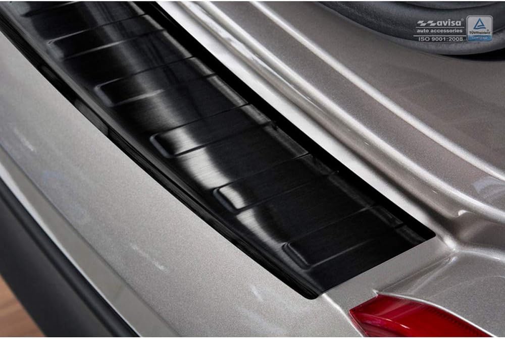 Avisa Schwarz Edelstahl Heckstossstangenschutz kompatibel mit Hyundai Tucson 2015-2018 'Ribs'
