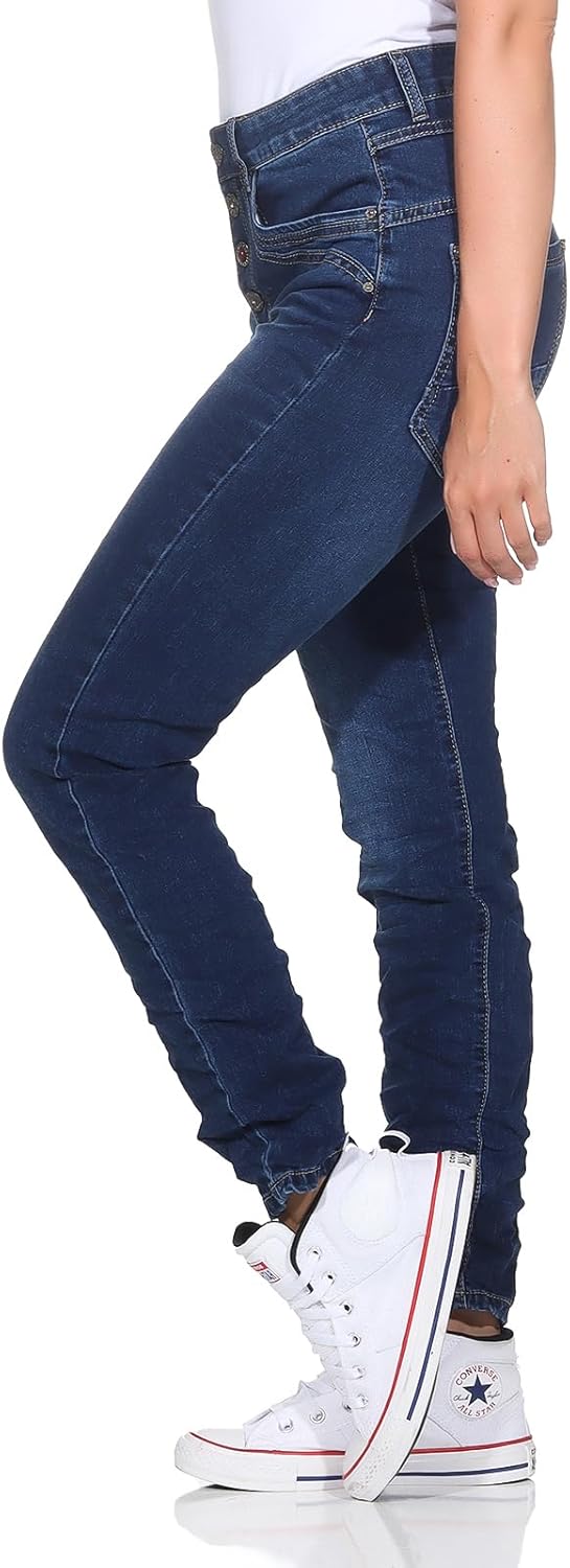 Karostar Denim Hose Sweat Design Jogginghose Boyfriend Jeanshose Stretchjeans Kordelzug 89