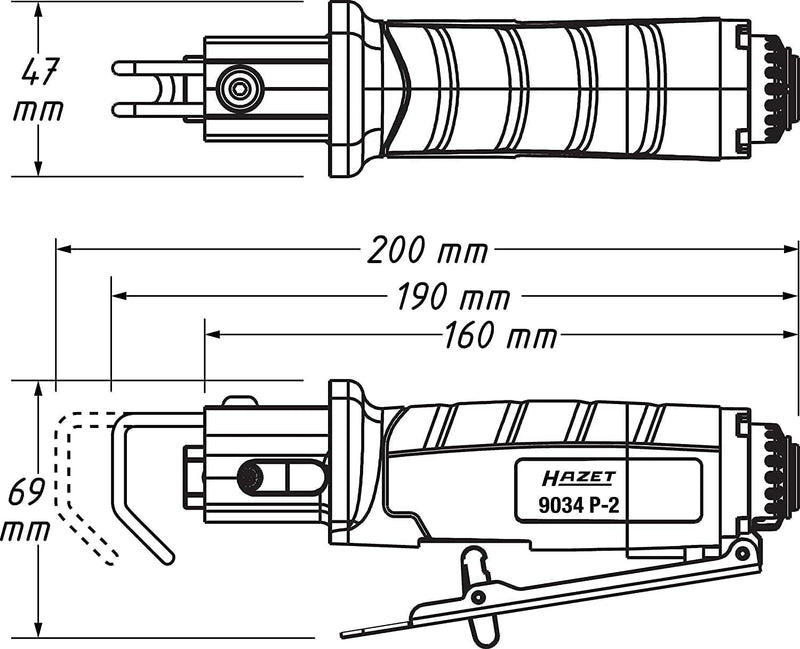 HAZET Stichsäge 9034P-2, inklusive 3 Sägeblätter, 1 Reziprok-Sägeblatt, 5 Feilen und 1 Innensechskan