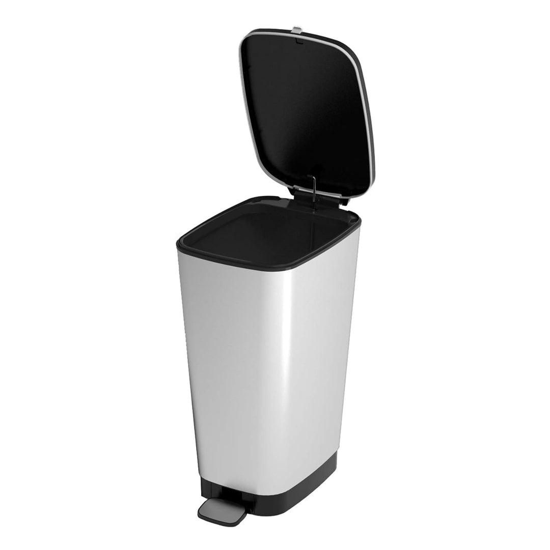 Curver KIS Chic Bin Style Treteimer 6l mit Deckel und Pedal, Inneneimer, Küche und Bad, silber metal