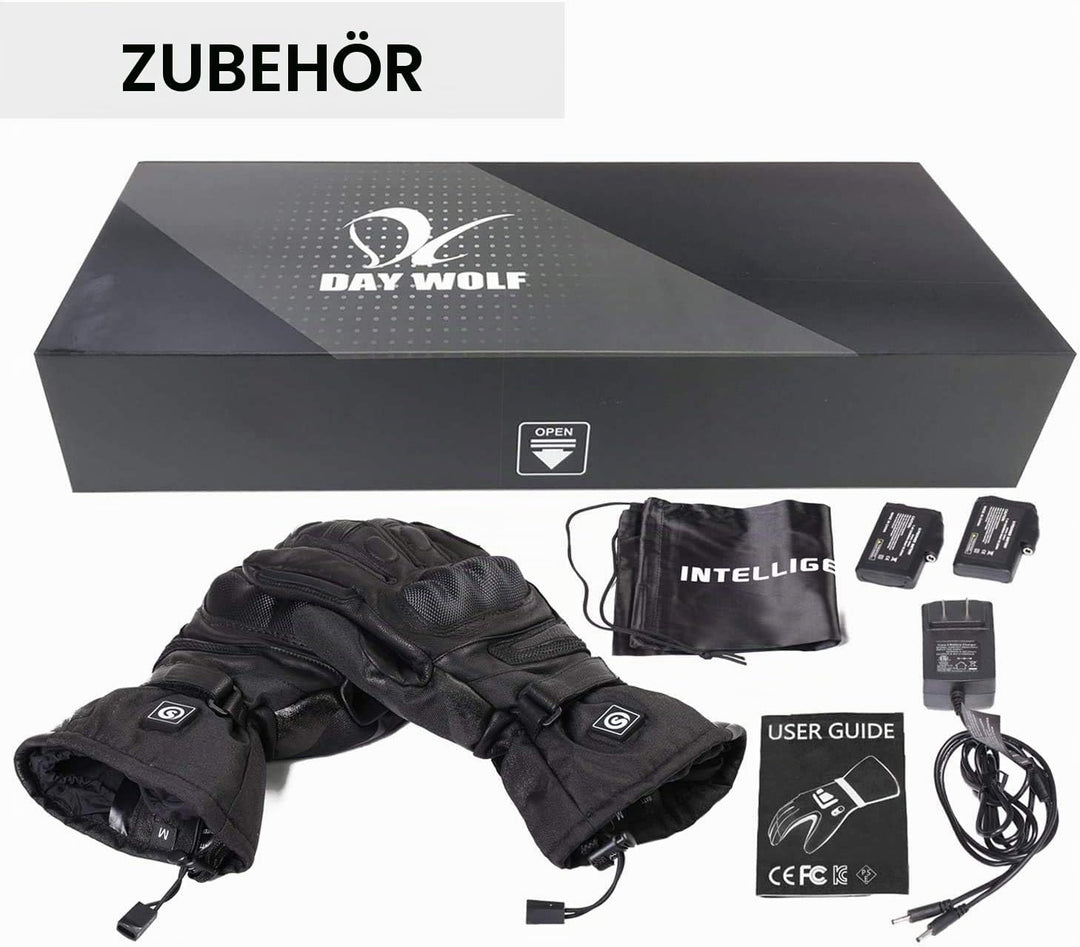 day wolf Beheizte Motorradhandschuhe, IPX66, wasserdicht, Touchscreen, 7,4 V, 2200 mAh, elektrisch,