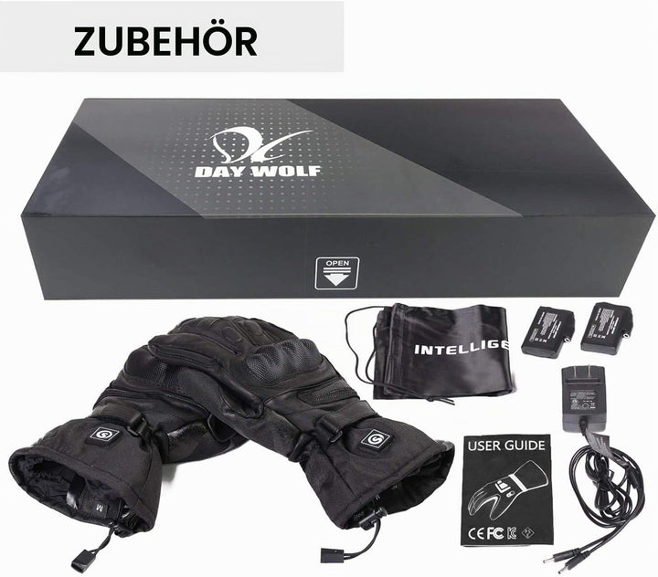 day wolf Beheizte Motorradhandschuhe, IPX66, wasserdicht, Touchscreen, 7,4 V, 2200 mAh, elektrisch,